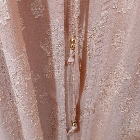 Pink Floral Sheer Longline Open Tie Front Cover - Picture 6 of 9